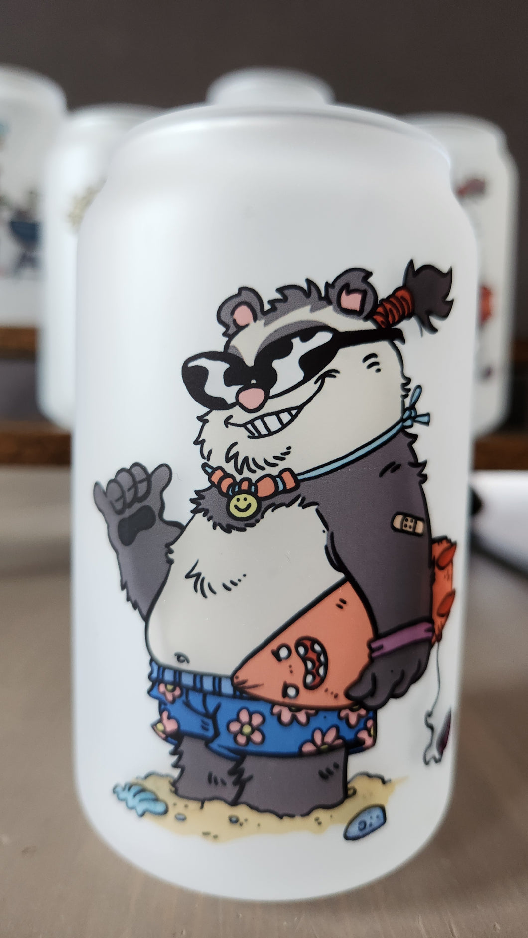 Surfs Up Mr. Panda - Beer Can Glass